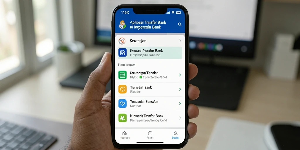 Tampilan antarmuka aplikasi Transfer Bank 116X yang modern dan mudah digunakan.