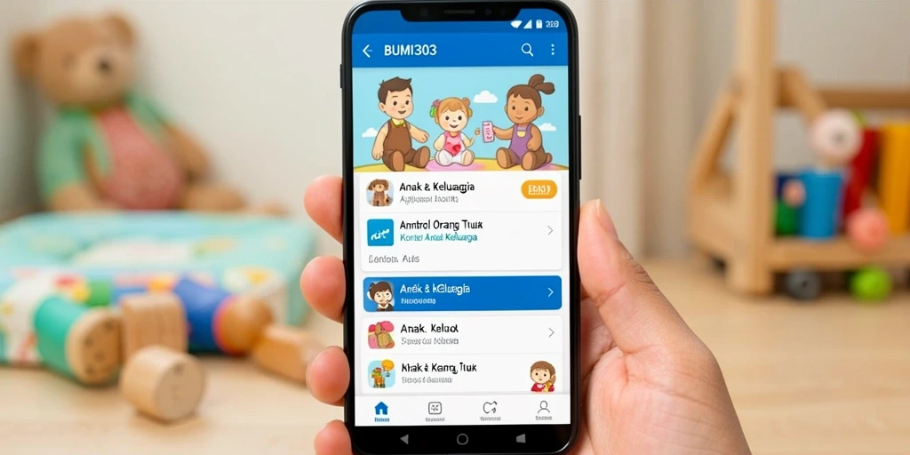 Tampilan antarmuka BUMI303 untuk kontrol orang tua dan pengaturan anak.
