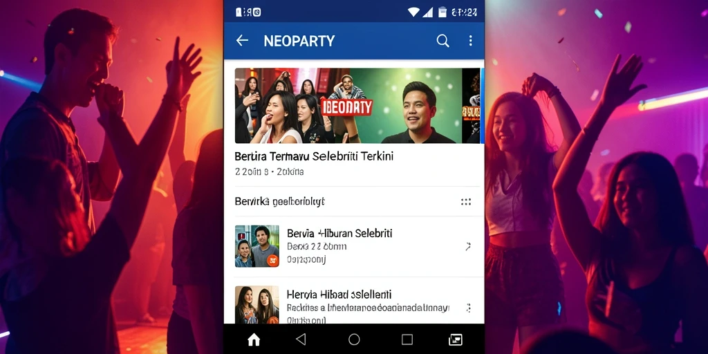 Tampilan antarmuka NEOPARTY yang menarik dan informatif.