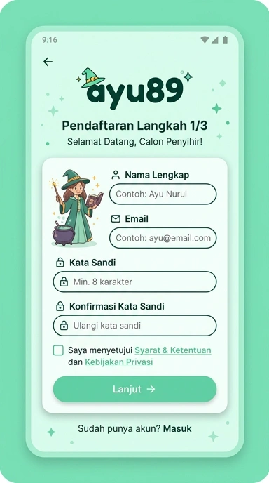 Tampilan halaman daftar ayu89