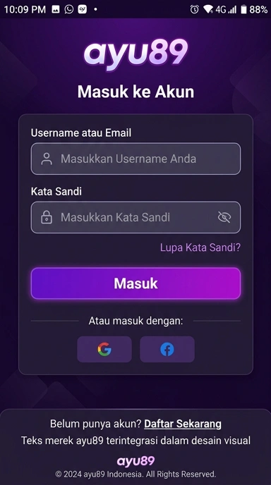 Tampilan halaman login ayu89